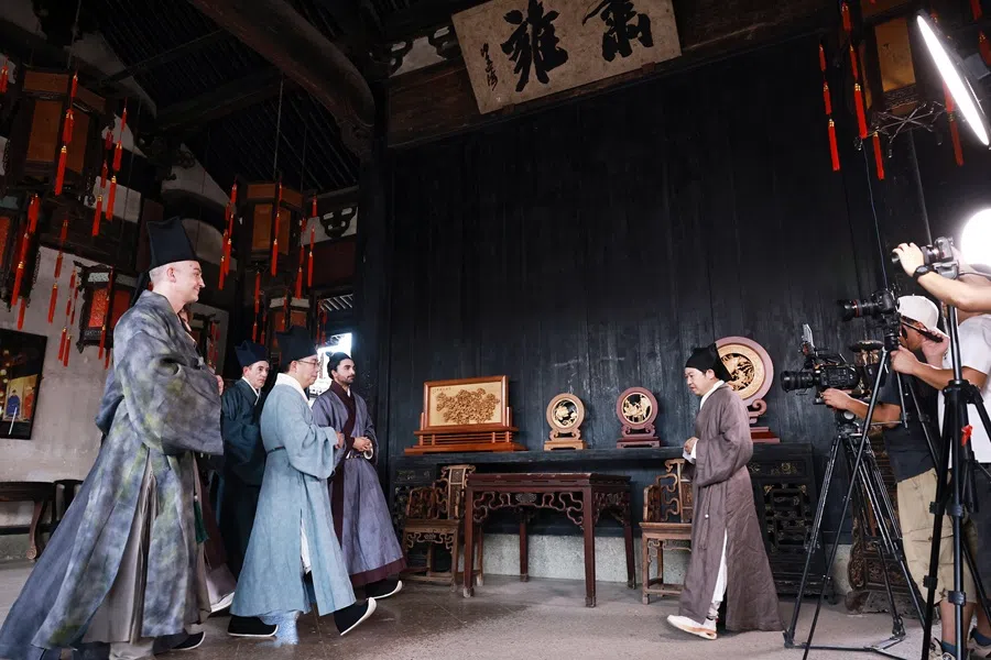 A micro-drama filming in process in Zhejiang, China, on 24 August 2025. (CNS)