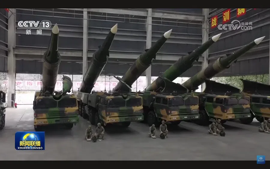 Chinese President Xi Jinping learned about the tactical and technical performance of the brigade’s newly introduced weaponry and equipment during his inspection. (Screen grab from CCTV video)