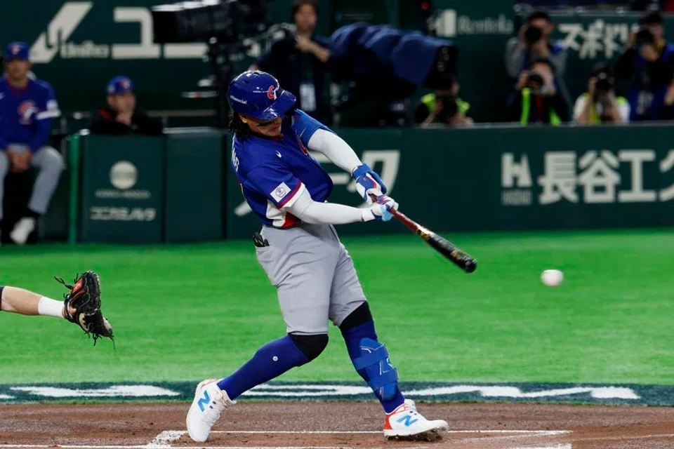 Taiwan's Yu-Cheng Chang in action during the World Baseball Classic at the Tokyo Dome in Tokyo, Japan, on 7 March 2026. (Kim Kyung-Hoon/Reuters)