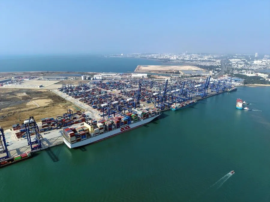 A shot of Yangpu International Container Terminal of the Hainan Free Trade Port.