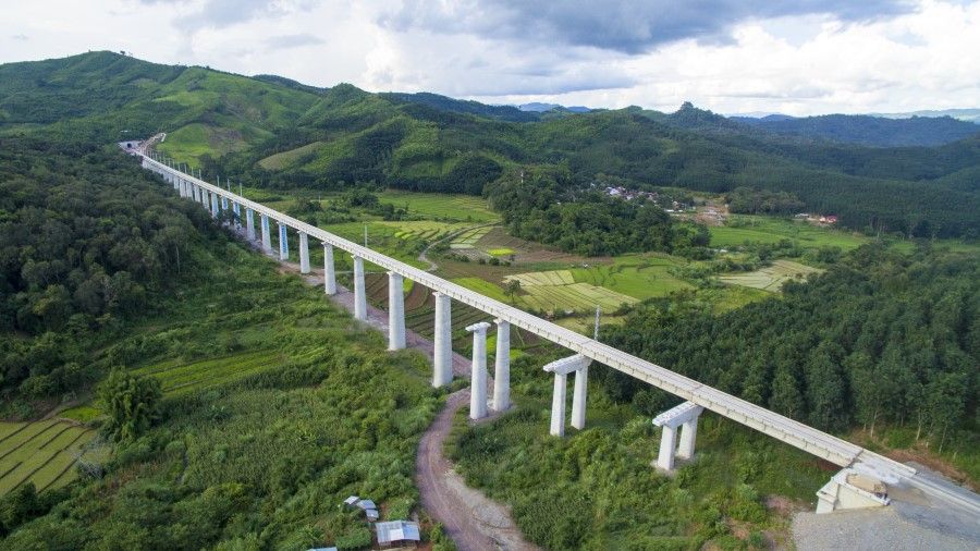 A stretch of the 400-kilometre long China-Laos railway in Vientiane, 29 July 2020. (Xinhua)