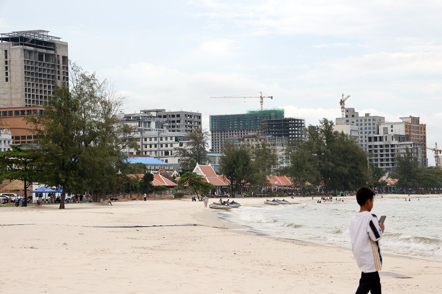 People at a beach in Sihanoukville. (Kwong Kai Chung/SPH Media)