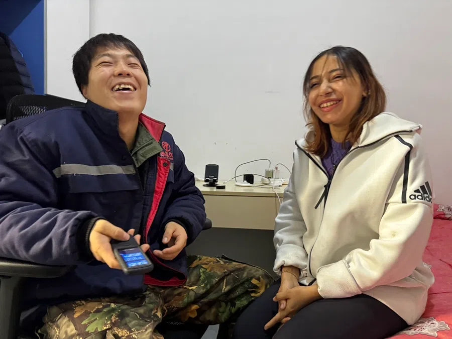 Wang Xing from Xi’an, China seen here with his wife, Egyptian Mennatalla Ashraf Abbas Ahmed. (Sim Tze Wei/SPH Media)