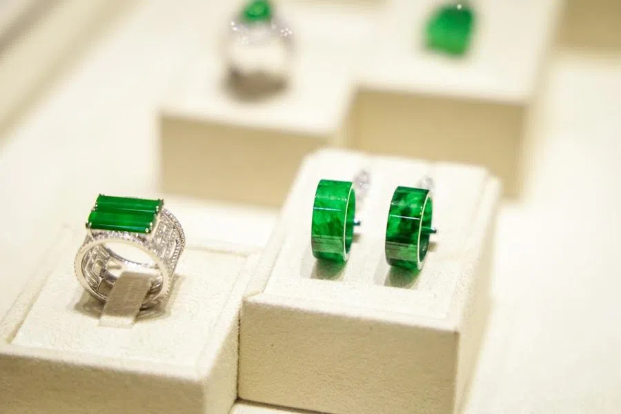 Some of On Cheong’s jade pieces. (Jonathan Yeap/SPH Media)