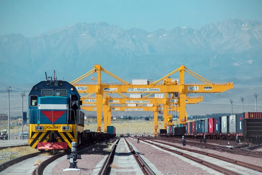 Khorgos East Gate, a dry container port next to the border with China is key to Kazakhstan's hopes of recreating the Old Silk Road. Here Chinese trains will unload their containers for transhipment to Central Asia and Europe. (Khorgos Gateway)