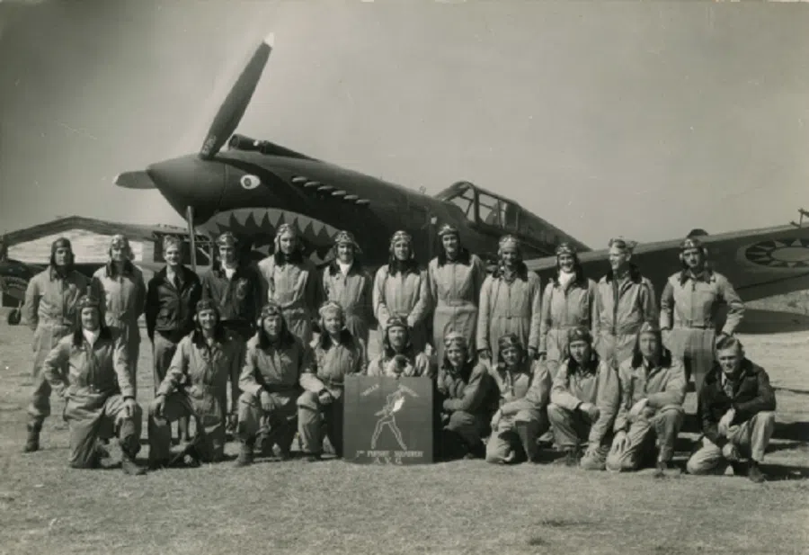 A group photo of the American Volunteer Group (AVG) 3rd Squadron, known as “Hell’s Angels”, from Charles Older’s private collection.