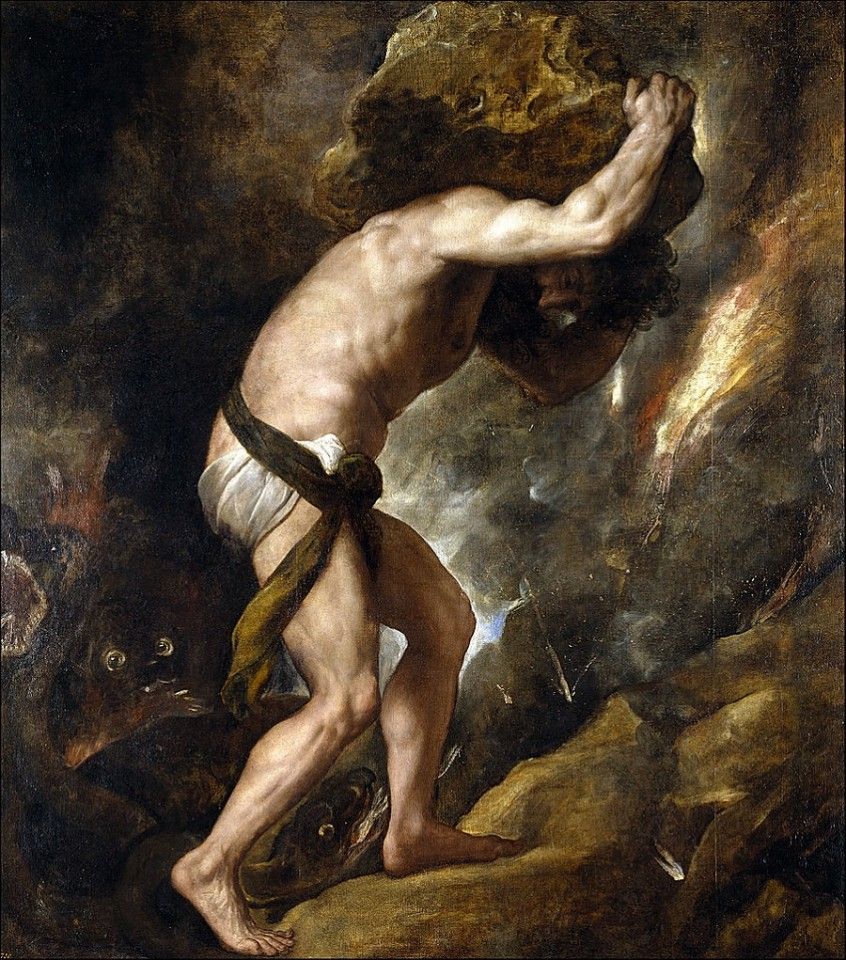 Sisyphus (1548-49) by Titian, Prado Museum, Madrid, Spain. (Wikimedia)