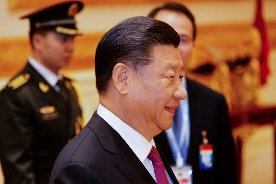 Chinese President Xi Jinping attends a welcoming ceremony at the Presidential Palace in Naypyidaw, 17 January 2020. (Thet Aung/AFP)
