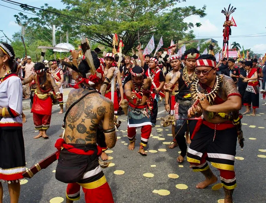 A Dayak group participating in the Cap Go Meh parade.
