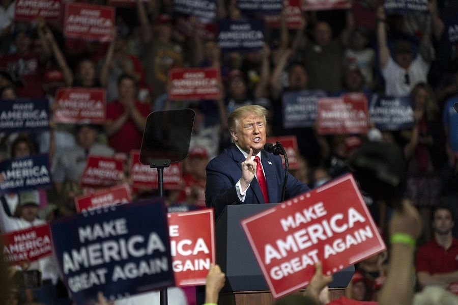 US President Donald Trump speaks during a rally in Tulsa, Oklahoma, US, on 20 June 2020. (Go Nakamura/Bloomberg)