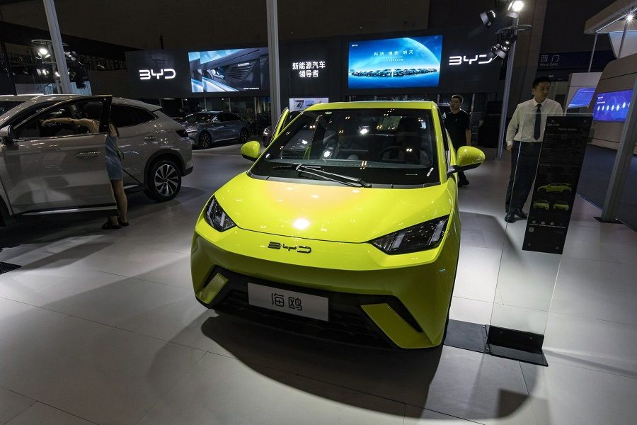 A BYD Co. Dolphin electric vehicle at the Smart China Expo in Chongqing, China, on 4 September 2023. (Qilai Shen/Bloomberg)