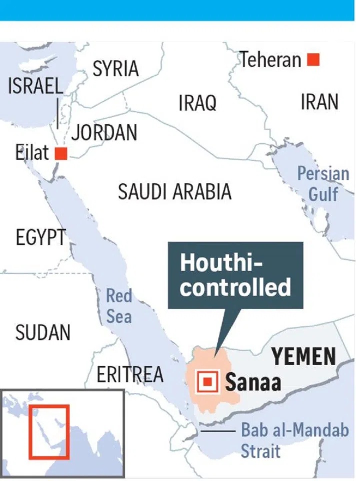 Location of the Bab al-Mandab strait. (SPH Media)