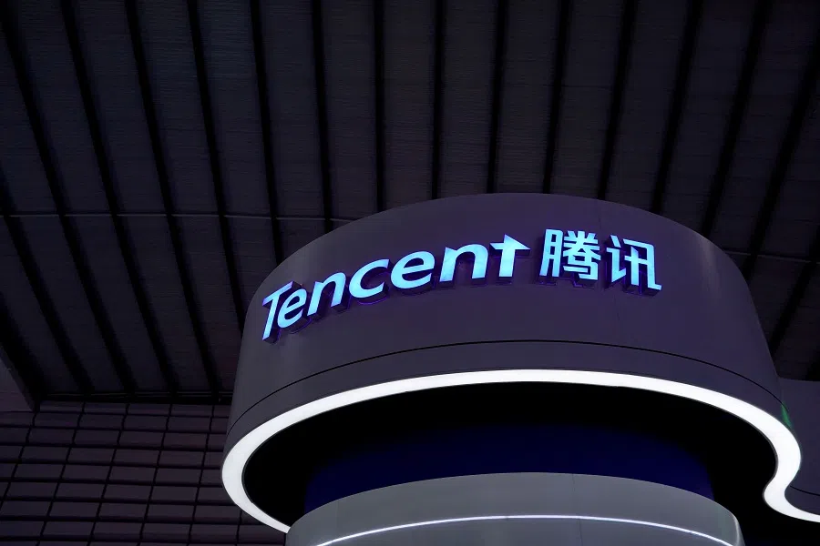 A Tencent sign is seen at the World Internet Conference in Wuzhen, Zhejiang province, China, 20 October 2019. (Aly Song/File Photo/Reuters)
