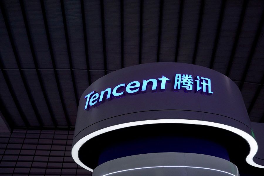 A Tencent sign is seen at the World Internet Conference in Wuzhen, Zhejiang province, China, 20 October 2019. (Aly Song/File Photo/Reuters)