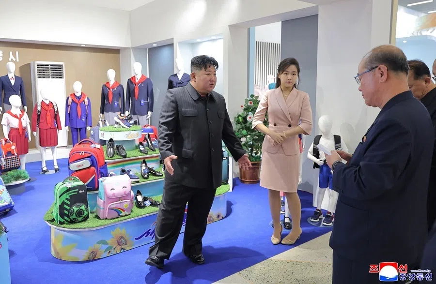 This picture released by North Korea’s official Korean Central News Agency (KCNA) on 20 October 2026 shows North Korean leader Kim Jong Un and his daughter Kim Ju Ae inspecting a clothing and footwear exhibition hall in Pyongyang on 19 October 2026.