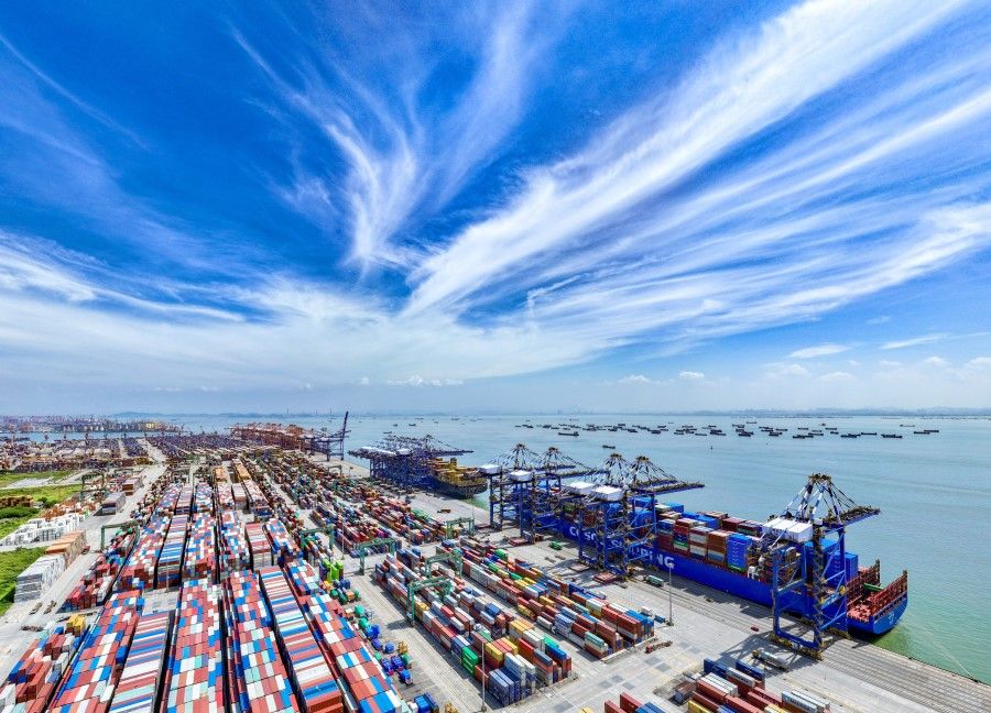 Containers at the Nanshagang area in Guangzhou port, 18 September 2023. (CNS)