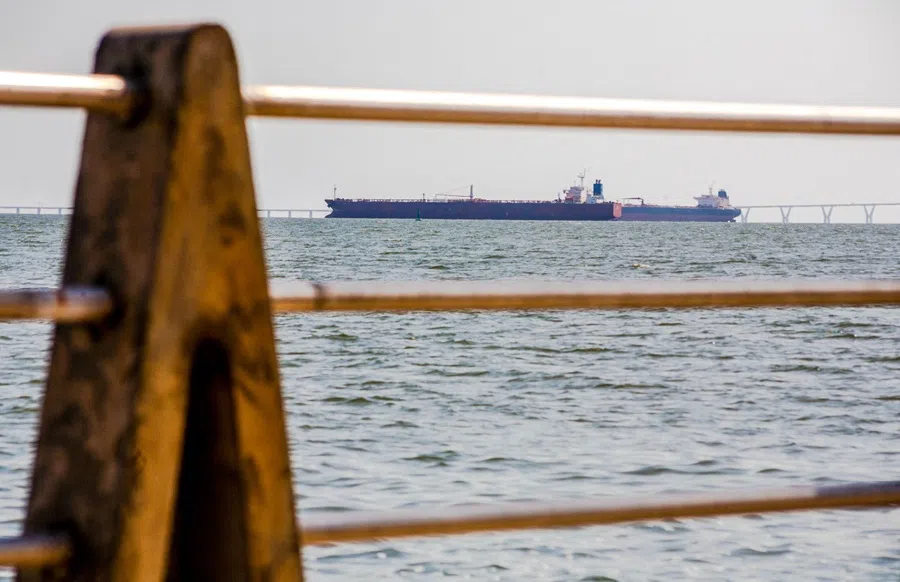 Two crude oil tankers remain anchored on Lake Maracaibo, near Maracaibo, Zulia state, Venezuela on 17 December 2025. (Alejandro Paredes/AFP)