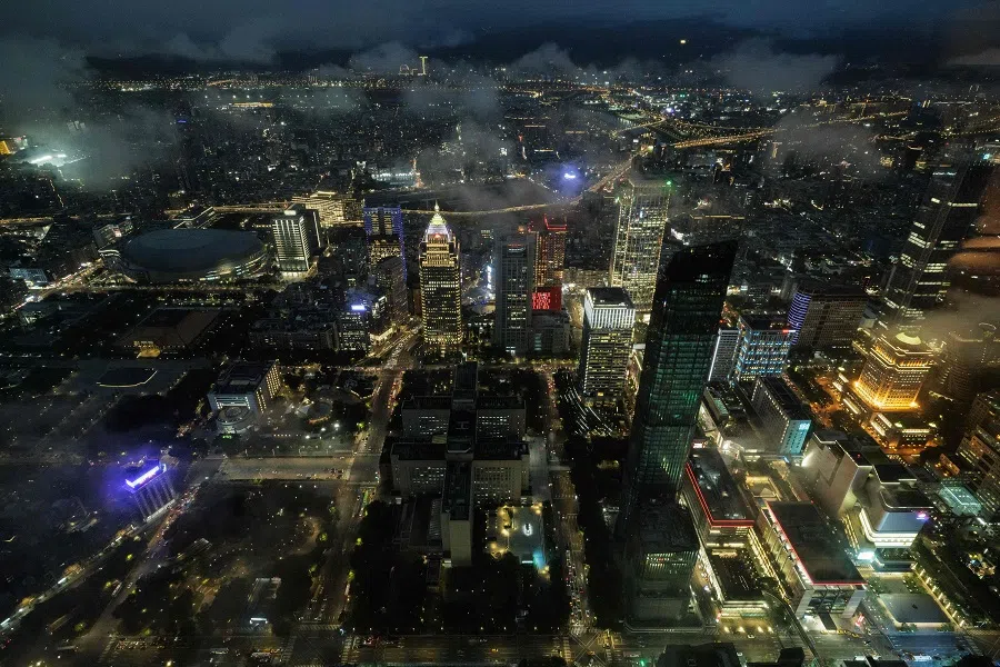 This photograph shows a general view of the city of Taipei photographed from the observation floor of Taiwan’s tallest skyscraper “Taipei 101”, a 508-metre high commercial building, in Taipei, on 22 May 2024.  (Yasuyoshi Chiba/AFP)