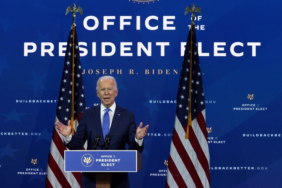 U.S. President-elect Joe Biden speaks during an event to name his economic team at the Queen Theater on 1 December 2020 in Wilmington, Delaware. (Alex Wong/AFP)