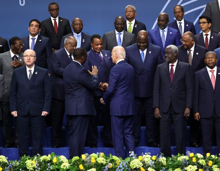 US President Joe Biden (centre) during the group photo at the US- Africa Leaders Summit on 15 December 2022 in Washington, DC.(Kevin Dietsch/Getty Images/AFP)