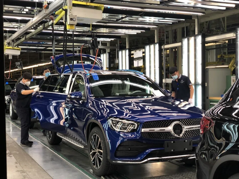 Car assembly at Beijing Benz.