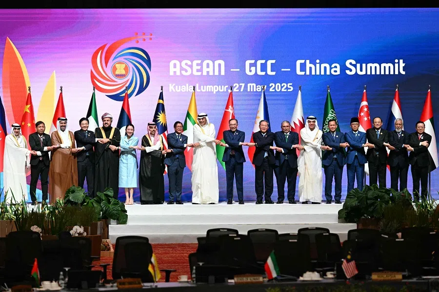 Leaders pose for a group photo at the ASEAN - Gulf Cooperation Council (GCC) - China Summit after the 46th Association of Southeast Asian Nations (ASEAN) Summit in Kuala Lumpur on 27 May 2025. (Jam Sta Rosa/AFP)