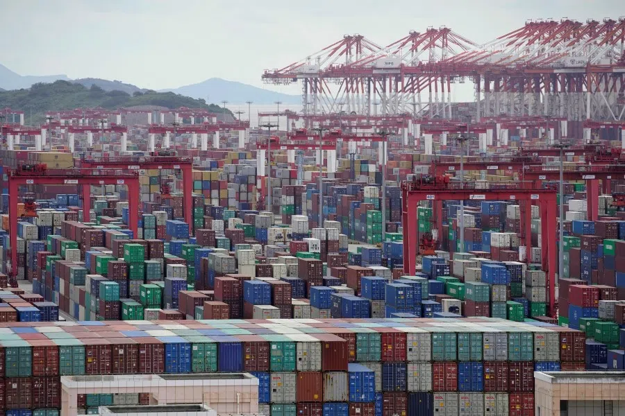 Containers are seen at the Yangshan Deep-Water Port in Shanghai, China, 19 October 2020. (Aly Song/REUTERS)