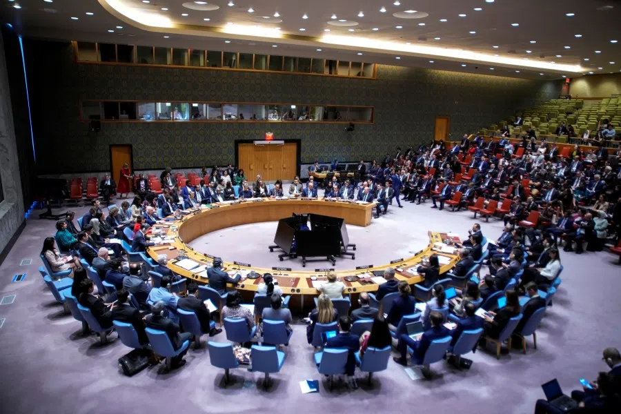 An emergency meeting of the United Nations Security Council, following an Israeli attack on Hamas leaders in Doha, Qatar, at UN headquarters in New York City, US, 11 September 2025. (Eduardo Munoz/Reuters)