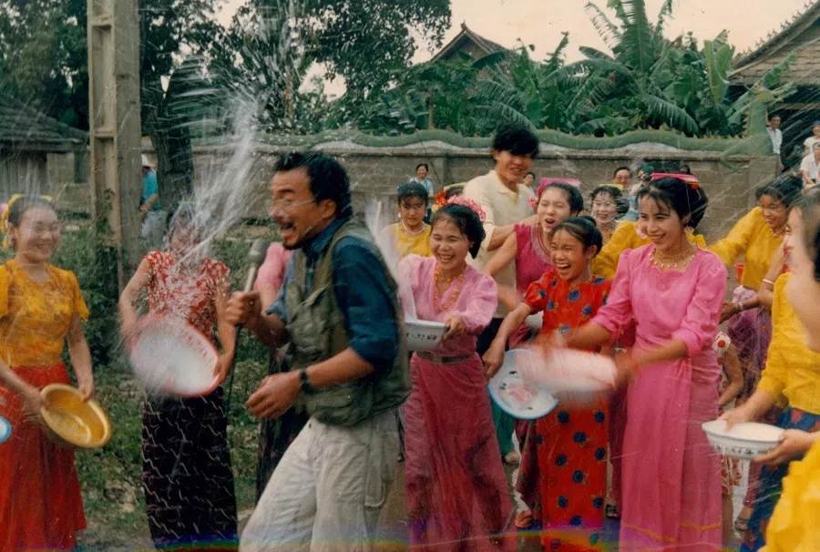 Dai girls during the Water Splashing Festival, 1990.