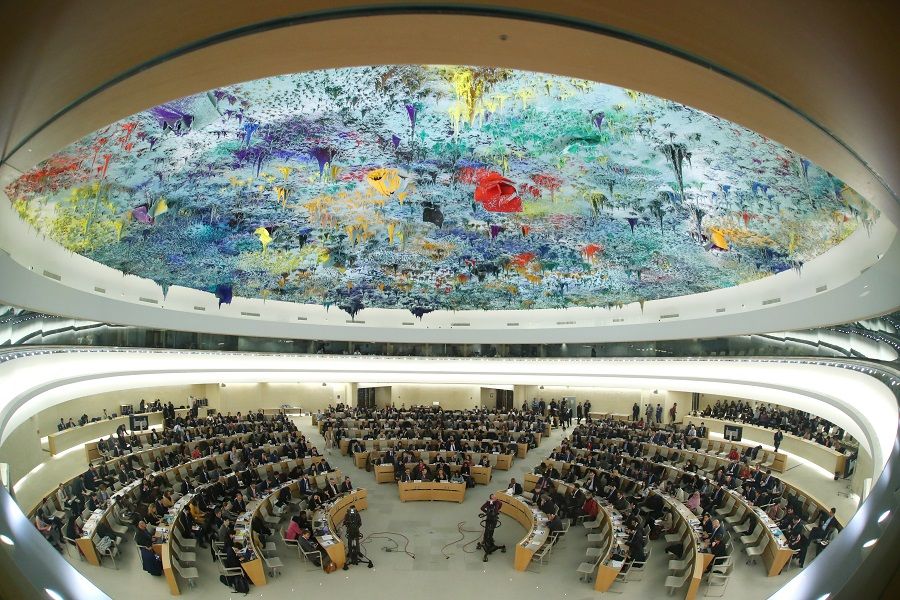 Overview of the session of the Human Rights Council during the speech of UN High Commissioner for Human Rights Michelle Bachelet at the United Nations in Geneva, Switzerland, on 27 February 2020. (Denis Balibouse/Reuters)