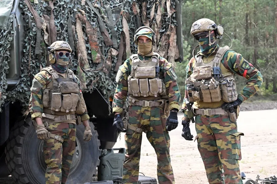 Soldiers take part in training at a German army base on a NATO media day, in Munster, Germany, 10 May 2022. (Fabian Bimmer/Reuters)