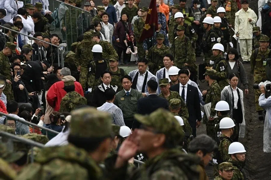 Shinjiro Koizumi, Japan’s defense minister, attends Japan’s Ground Self-Defense Forces (JGSDF) live fire exercise at JGSDF’s training grounds in the East Fuji Maneuver Area in Gotemba, Japan, on  7 June 2026.