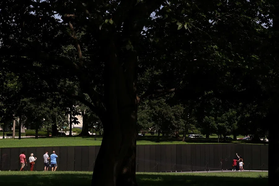 People visit the Vietnam Veterans Memorial in Washington, US, 4 September 2020. (Jonathan Ernst/Reuters)