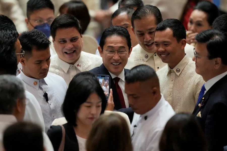 Japan's Prime Minister Fumio Kishida poses at the House of Representatives in Quezon City, Philippines, on 4 November 2023. (Aaron Favila/Reuters)