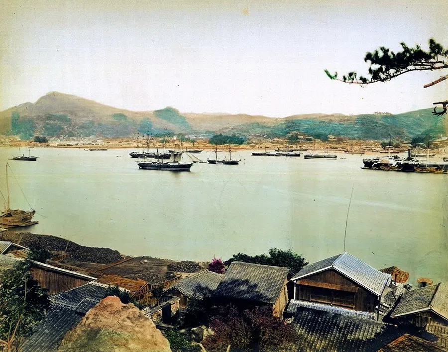 Yokohama Port, Japan, in the 1880s, an important port in Japan’s modernisation and opening to the outside world.
