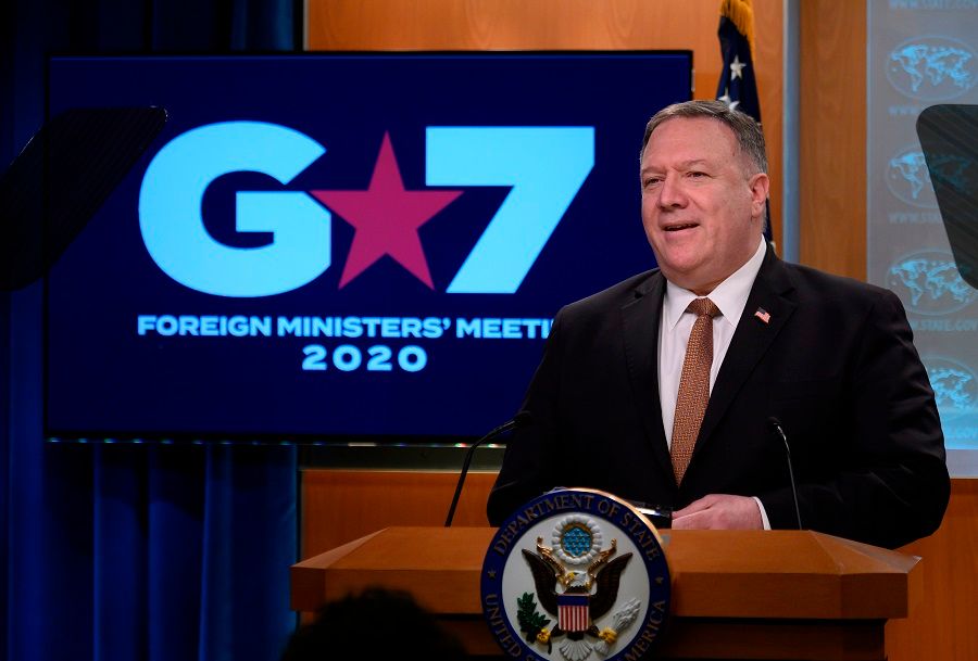US Secretary of State Mike Pompeo speaks during a press conference at the State Department in Washington, DC, on 25 March 2020. (Andrew Caballero-Reynolds/AFP)