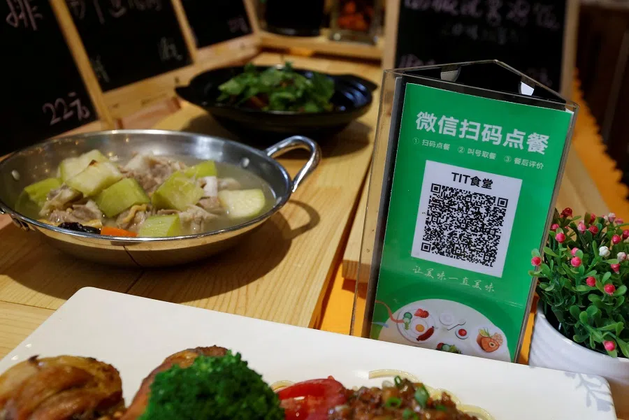 A QR code for WeChat Pay to order meals is displayed at a canteen in Guangzhou, Guangdong province, China, 9 May 2017. (Bobby Yip/File Photo/Reuters)