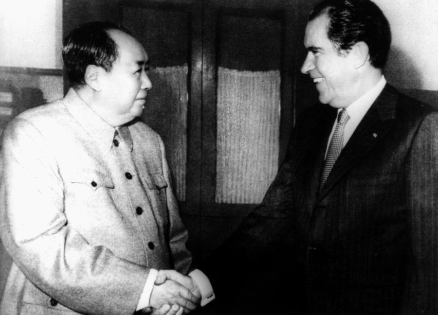 Chinese President Mao Zedong (left) with US President Richard Nixon, 1972. (SPH Media)