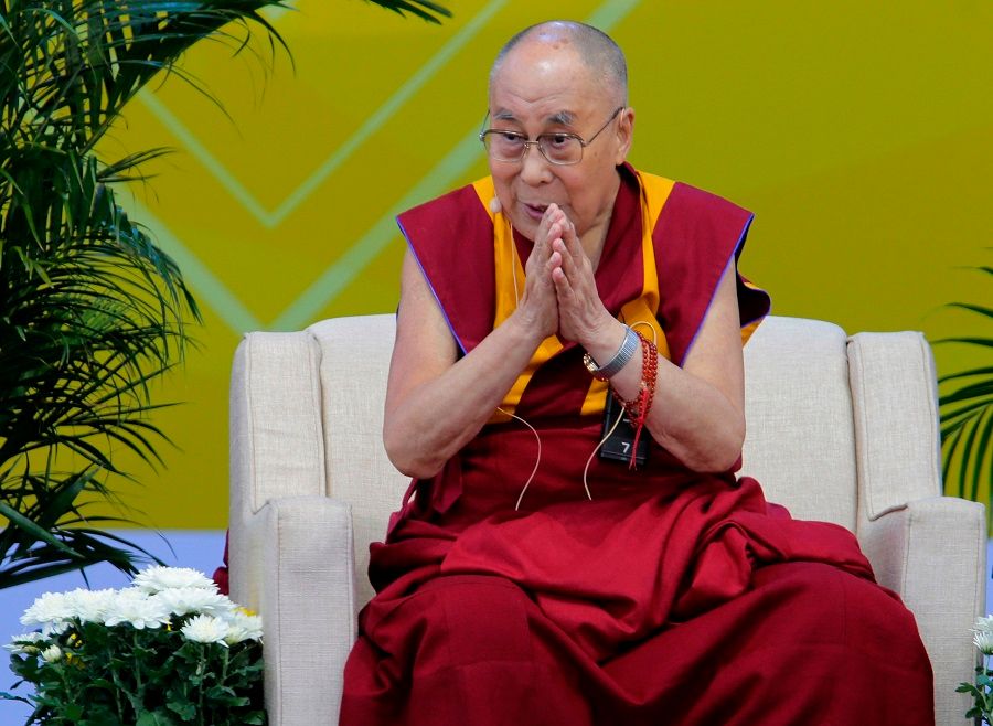 In this file photo taken on 16 June 2017, the Dalai Lama speaks during a press conference at the University of California-San Diego, in San Diego, California. (Bill Wechter/AFP)