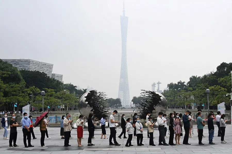 People line up to get tested for Covid-19 at a nucleic acid testing site in Guangzhou, Guangdong province, China, 16 November 2022. (CNS photo via Reuters)