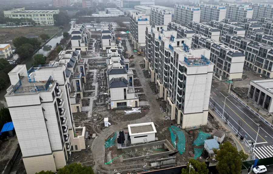 A drone view of an under-construction residential development by Country Garden in Shanghai, China on 29 February 2024. (Xihao Jiang/Reuters)