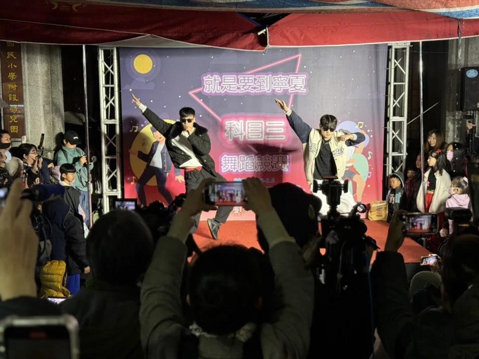 The "kemusan dance competition" at Ningxia Night Market in Taipei, in January 2024. (SPH Media)