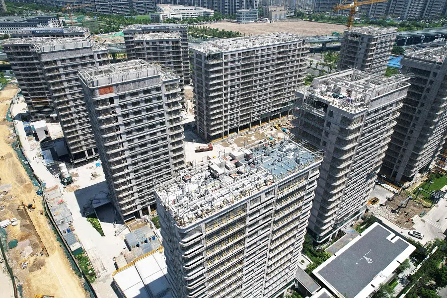 This photo shows a general view of an under-construction residential housing complex in Hangzhou in China’s eastern Zhejiang province on 15 July 2024. (AFP)