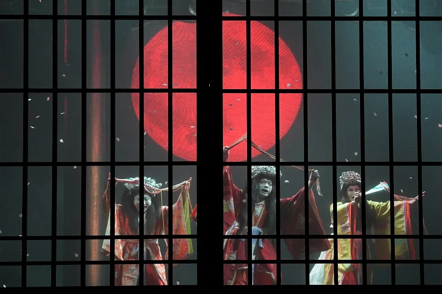 Rehearsal of Yukio Ninagawa's Macbeth, which was reworked as a mystic samurai saga by the late director Yukio Ninagawa in 1980. (SPH Media)