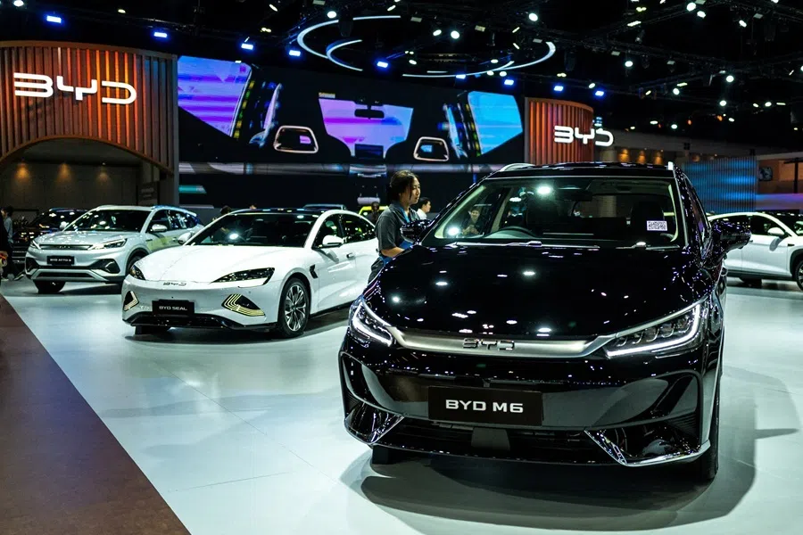 BYD electric vehicle (EV) cars on display at the 47th Bangkok International Motor Show 2026, in Bangkok, Thailand, on 24 March 2026.