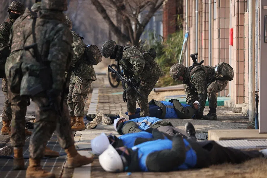 South Korean soldiers take part in an anti-terror drill against North Korea's possible provocations amid mounting tensions on the Korean peninsula, in Seoul, South Korea, on 27 December 2023. (Kim Hong-Ji/Reuters)