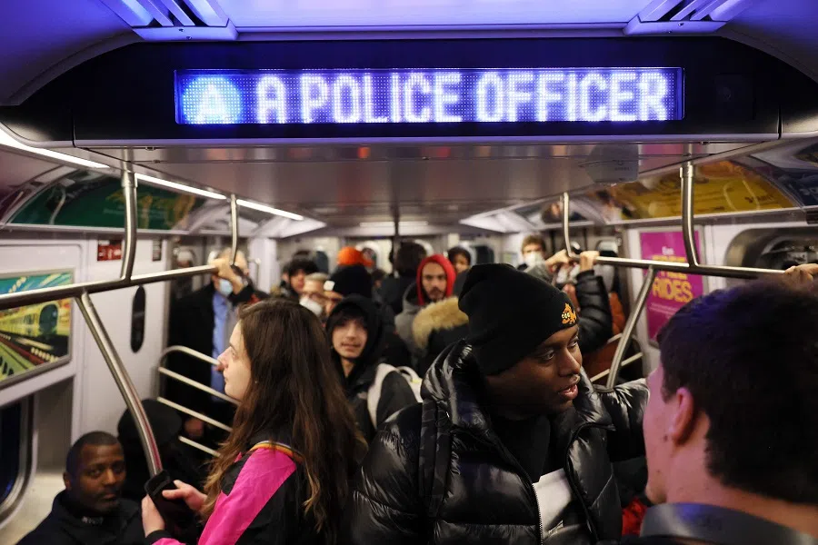 People ride the new R211 open gangway subway train on 10 March 2023 in New York City, US. (Michael M. Santiago/Getty Images/AFP)