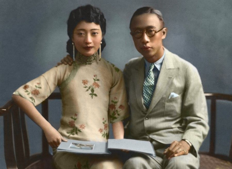 Aisin Gioro Puyi and wife Wanrong, 1925.