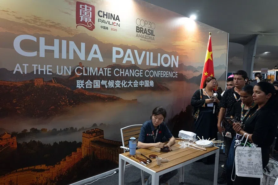 The China Pavilion during the COP30 climate summit in Belem, Para, Brazil, on 10 November 2025. (Alessandro Falco/Bloomberg)