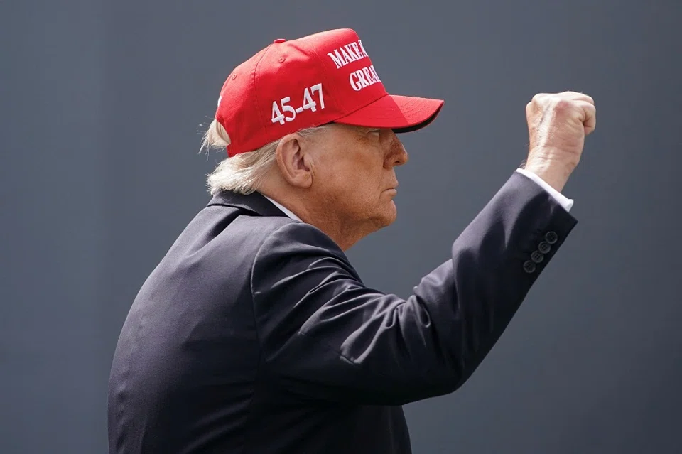 US President Donald Trump gestures as he attends commencement ceremony at West Point Military Academy in West Point, New York, US, on 24 May 2025. (Nathan Howard/Reuters)